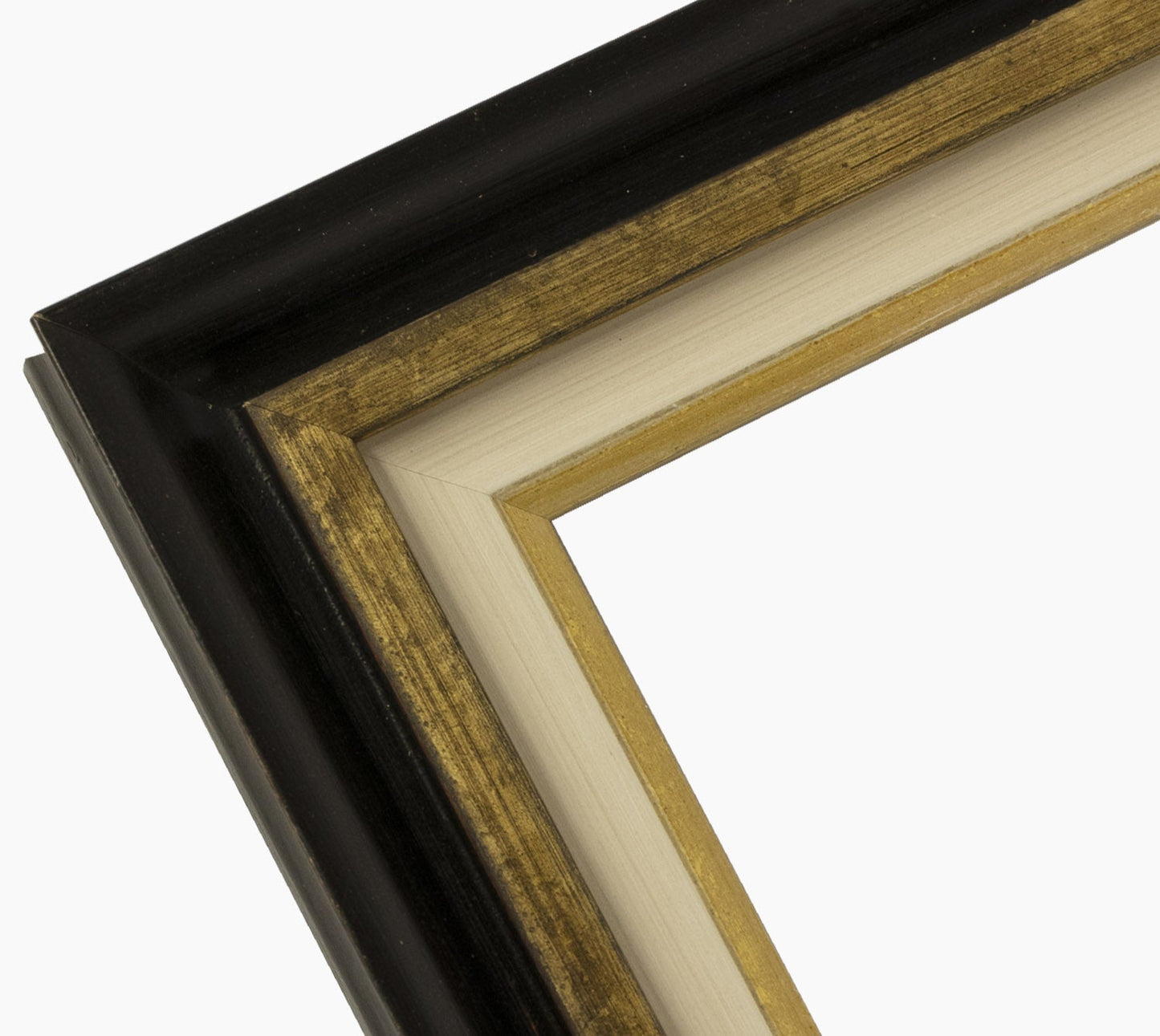CP3.229.601 cadre en bois noire à cire avec fil d'or avec passe-partout 3,5 fil d'or Lombarda cornici S.n.c.