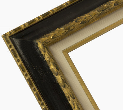 CP3.278.601 cadre en bois noire à cire avec fil d'or avec passe-partout 3,5 fil d'or Lombarda cornici S.n.c.