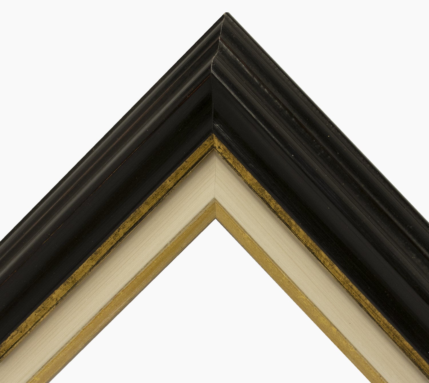 CP3.310.601 cadre en bois noire à cire avec fil d'or avec passe-partout 3,5 fil d'or Lombarda cornici S.n.c.