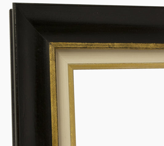 CP3.444.601 cadre en bois noire à cire avec fil d'or avec passe-partout 3,5 fil d'or Lombarda cornici S.n.c.