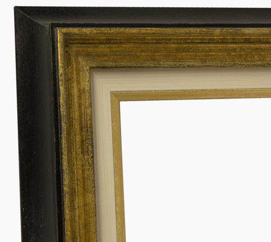 CP3.447.601 cadre en bois noire à cire avec fil d'or avec passe-partout 3,5 fil d'or Lombarda cornici S.n.c.
