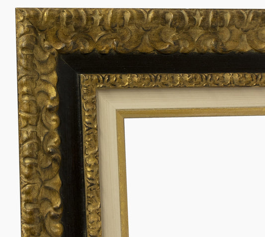 CP3.4480.601 cadre en bois à la feuille d'or gorge noire avec passe-partout 3,5 fil d'or Lombarda cornici S.n.c.