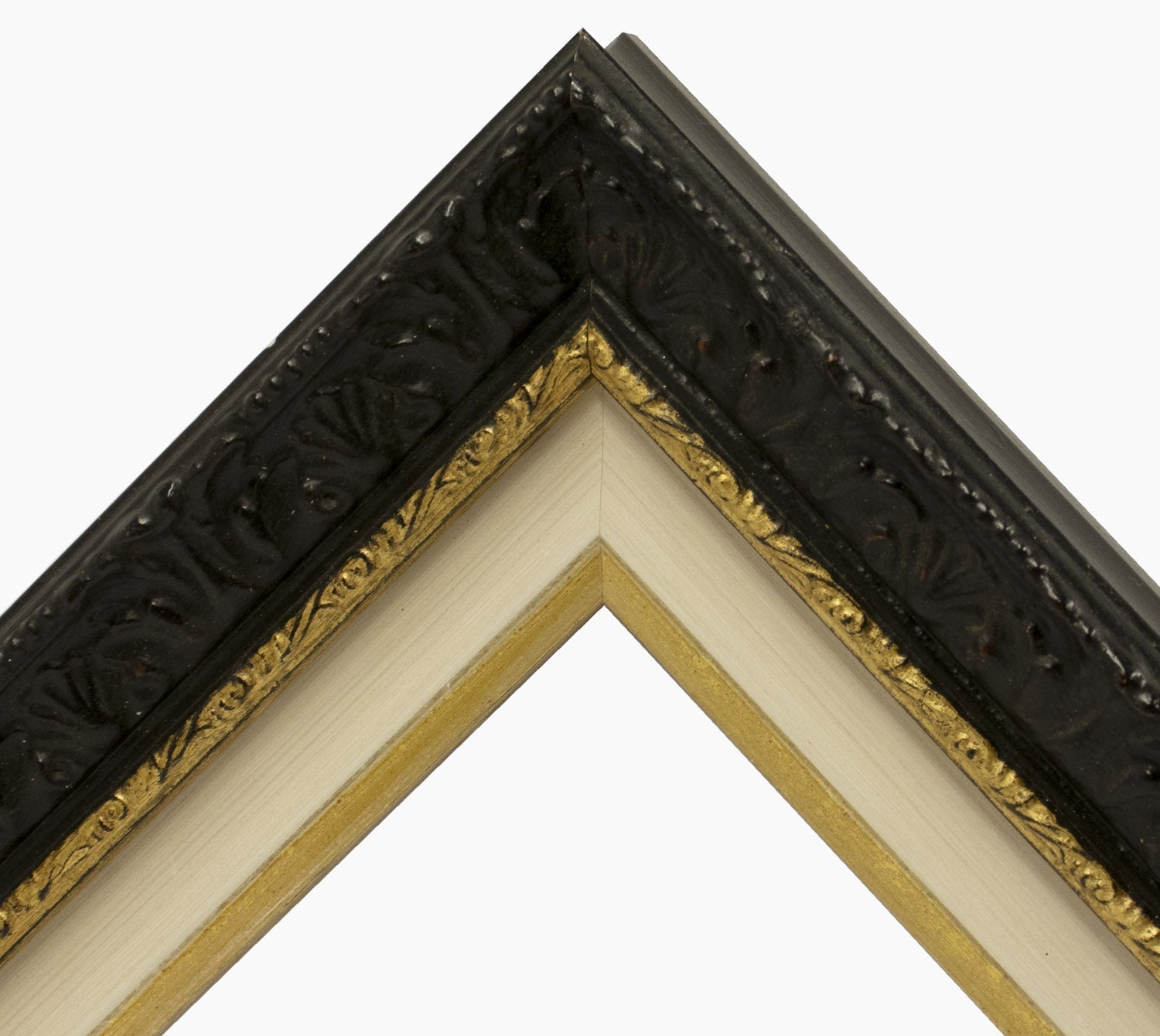 CP3.496.601 cadre en bois noire à cire avec fil d'or avec passe-partout 3,5 fil d'or Lombarda cornici S.n.c.