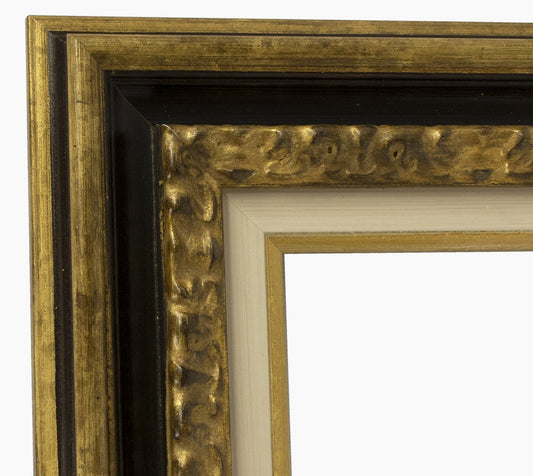 CP3.506.8601 cadre en bois feuille d'or gorge noire avec passe-partout 3,5 fil d'or Lombarda cornici S.n.c.