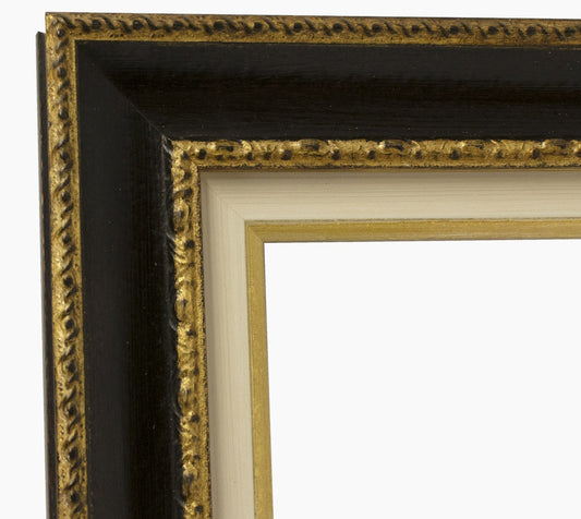 CP3.620.601 cadre en bois noire à cire avec fil d'or avec passe-partout 3,5 fil d'or Lombarda cornici S.n.c.