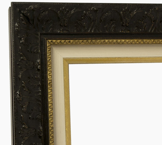 CP3.630.601 cadre en bois noire à cire avec fil d'or avec passe-partout 3,5 fil d'or Lombarda cornici S.n.c.