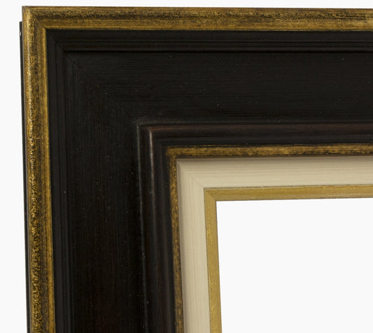 CP3.740.601 cadre en bois noire à cire avec fil d'or avec passe-partout 3,5 fil d'or Lombarda cornici S.n.c.