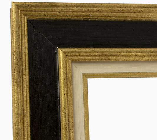 CP3.740.8601 cadre en bois noire à cire avec fil d'or avec passe-partout 3,5 fil d'or Lombarda cornici S.n.c.