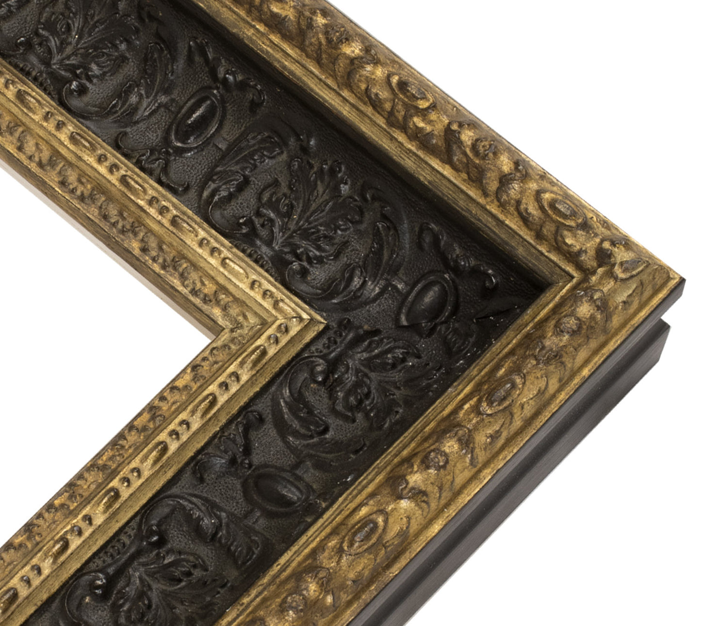 Cadre baroque en bois noir avec fil d'or 6301.601
