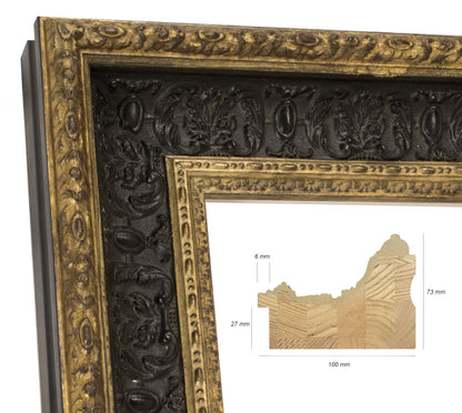 Cadre baroque en bois noir avec fil d'or 6301.601