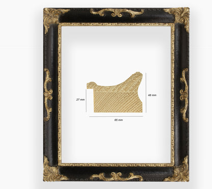 COR.620.601 cadre en bois à la feuille d'or gorge noire