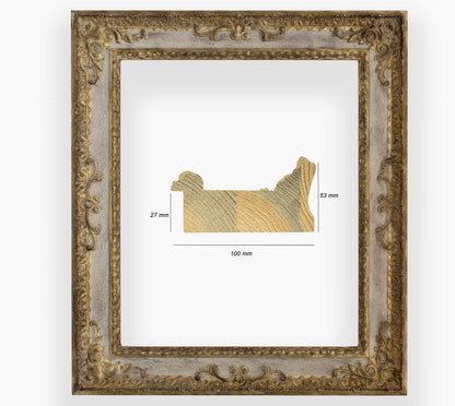 COR.743.3004 gold wood frame dove gray throat
